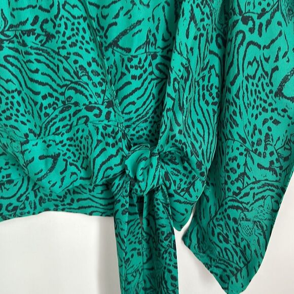 Parker JADED JAGUAR Arya Animal Print Wrap Blouse, US Small - Picture 5 of 11